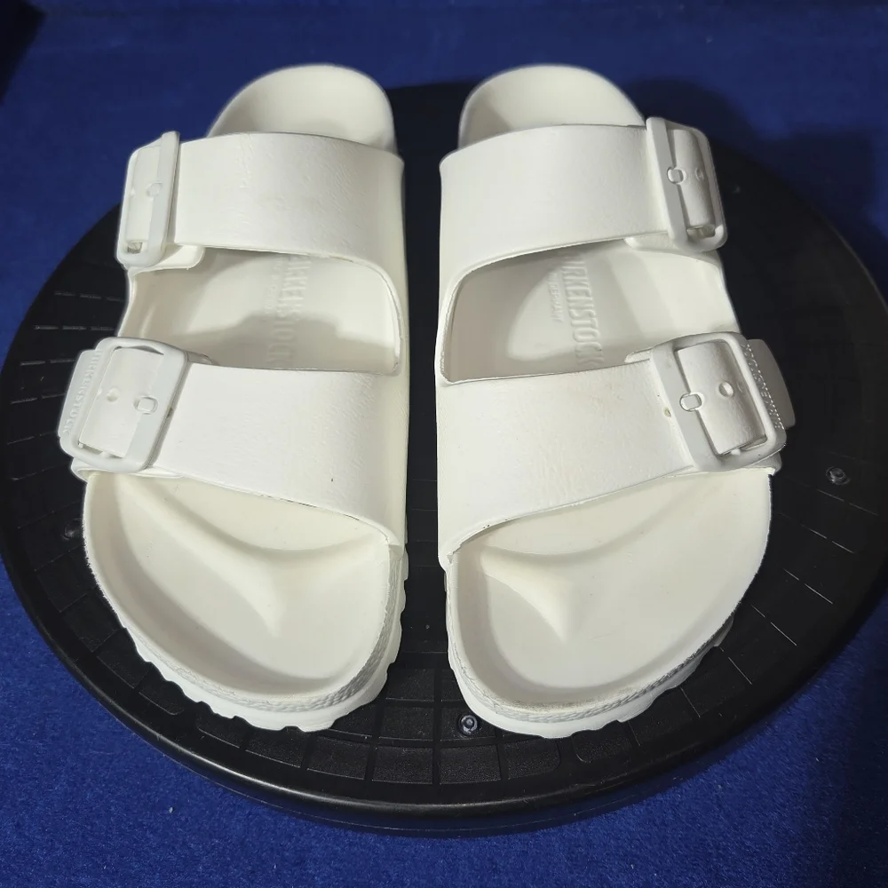 Birkenstock White Arizona EVA Double Strap Sandles, Sz. 38-EU, 7-US...Mens Sz.5 - Picture 2 of 8
